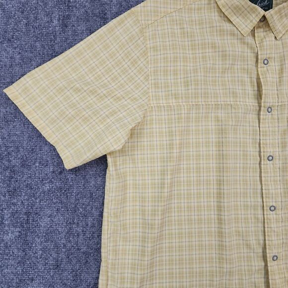 Woolrich Shirt Mens XL Yellow Plaid Seersucker Snap Front Button Hiking Pocket - Picture 8 of 16